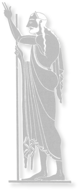 Néstor, el anciano y elocuente rey de Pilos, representado en un ánfora.