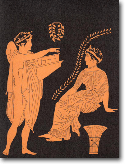 Pretendiente cortejando a Penélope, la esposa de Odiseo.