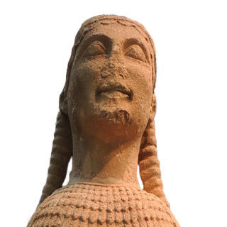 Detalle del rostro de la esfinge de Naxos. Museo Arqueológico de Delfos.
